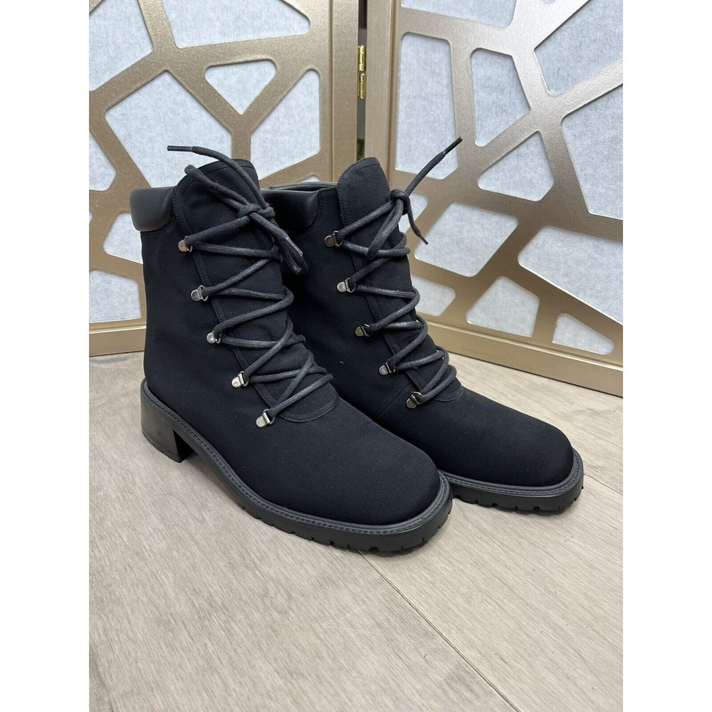STUART WEITZMAN Moto Lug Sole Lace Up Ankle Boot Womens size 7.5 m mid heel